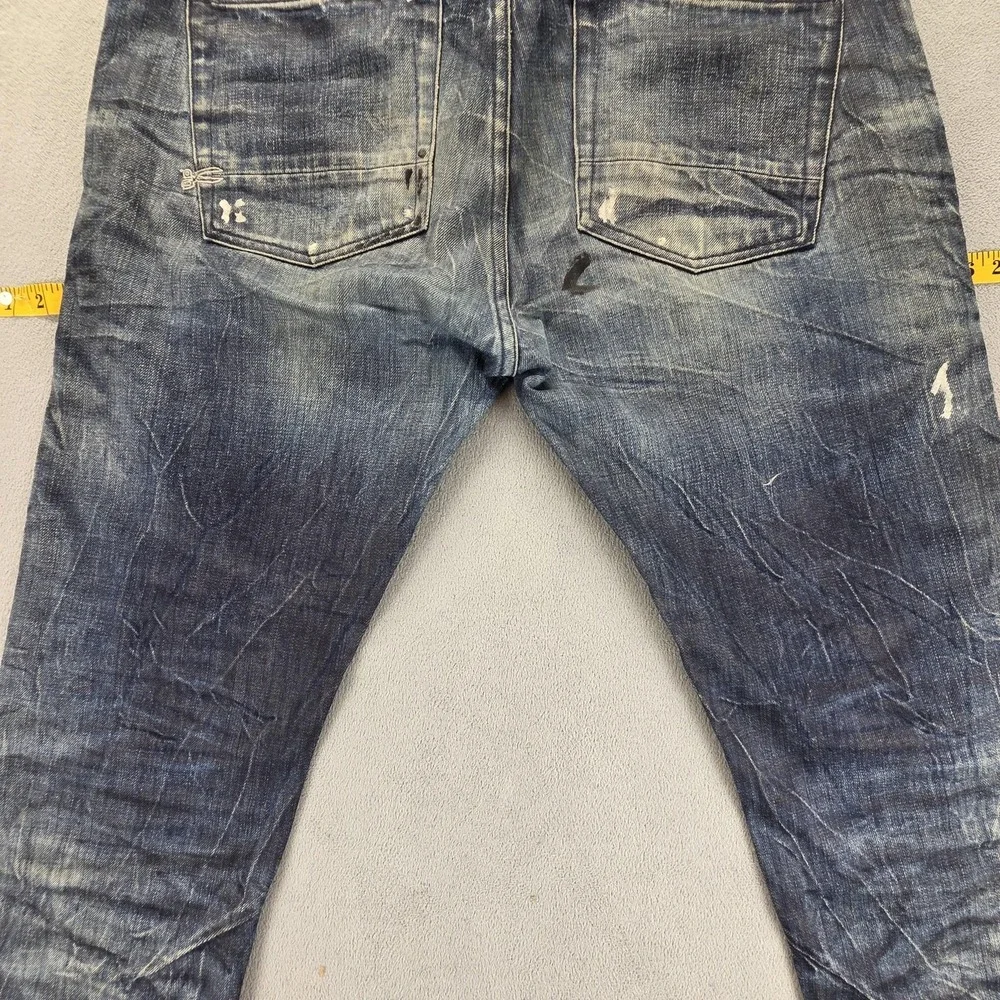 Denham Jeans Mens Blue Selvedge FRS Whiskers Honeycomb Thrashed Fits 34x27